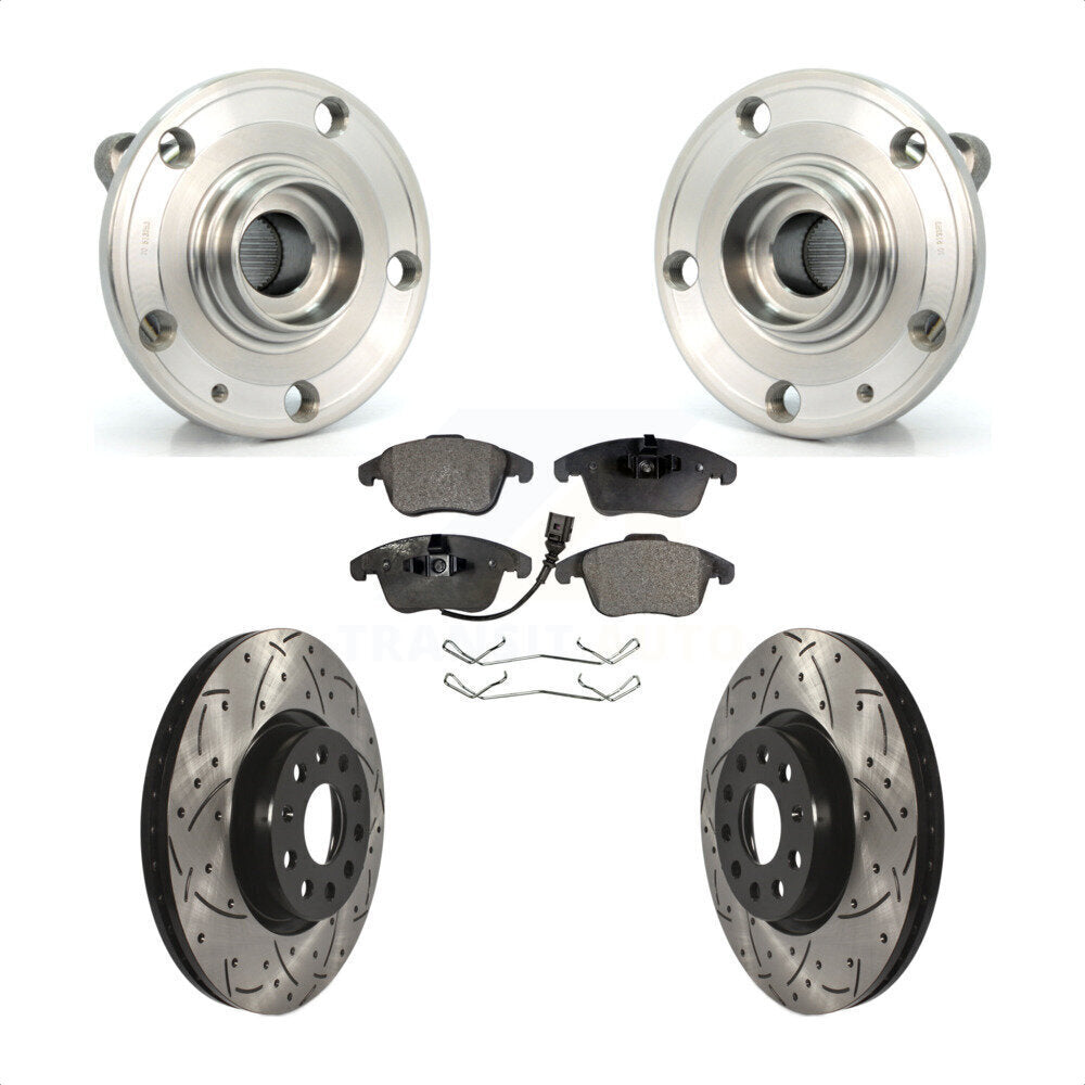 Kit de plaquettes de Rotor de frein, roulement de moyeu avant, fente de perçage, pour Volkswagen Tiguan Passat Q