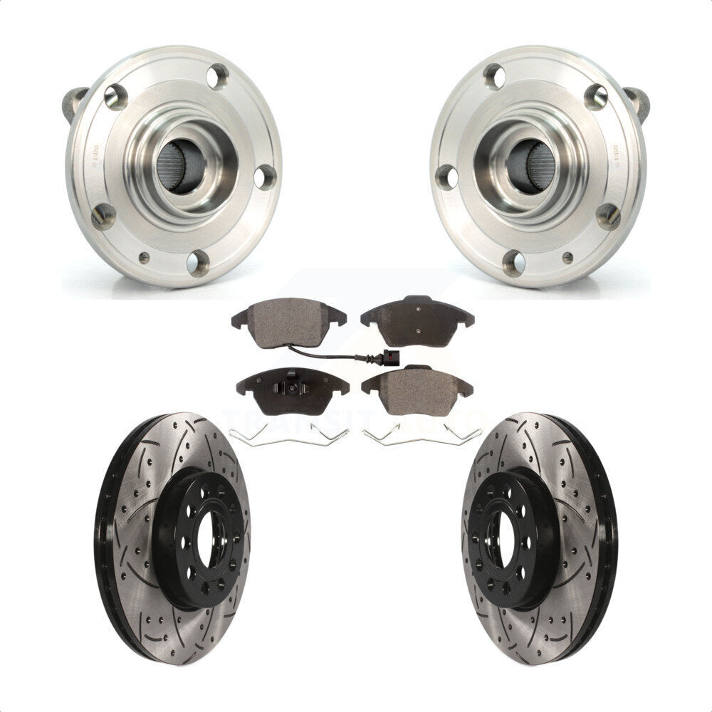 Kit de plaquettes de Rotor de frein, roulement de moyeu avant, fente de perçage, pour Volkswagen Jetta Beetle Eo