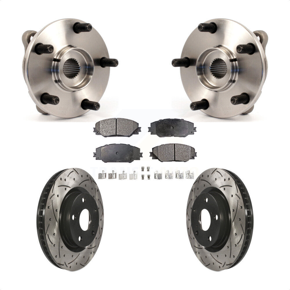 Kit de plaquettes de Rotor de frein, roulement de moyeu avant, fente percée, pour Toyota RAV4 Scion Coroll
