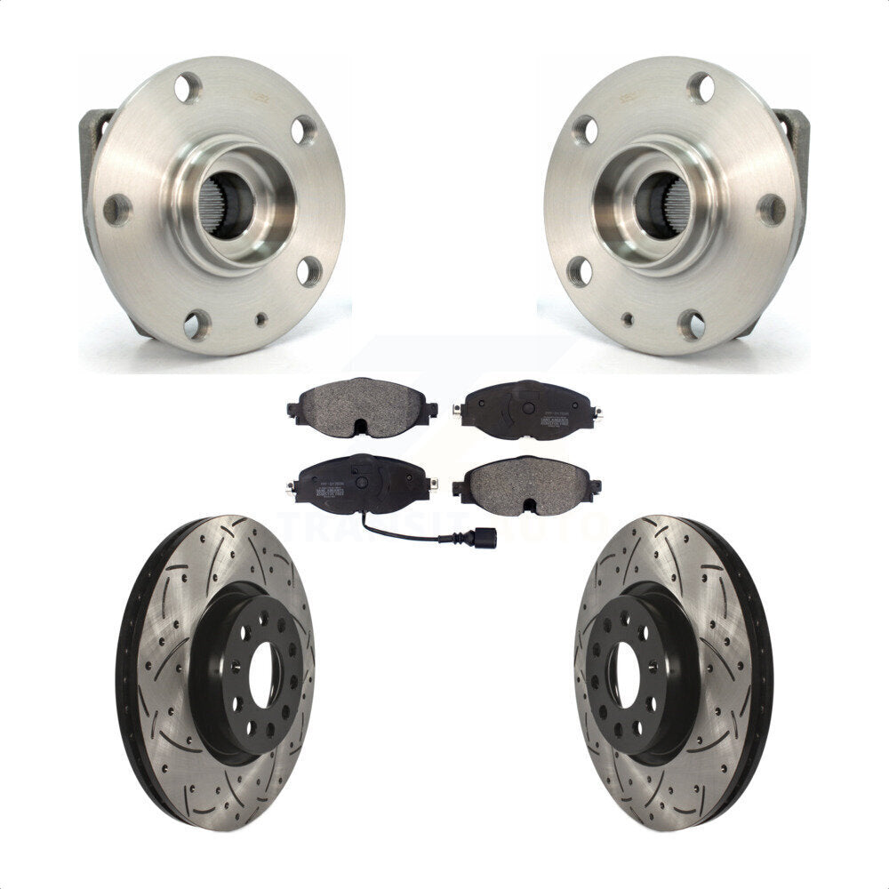 Kit de plaquettes de Rotor de frein, roulement de moyeu avant, fente percée, pour Volkswagen Golf Alltrac