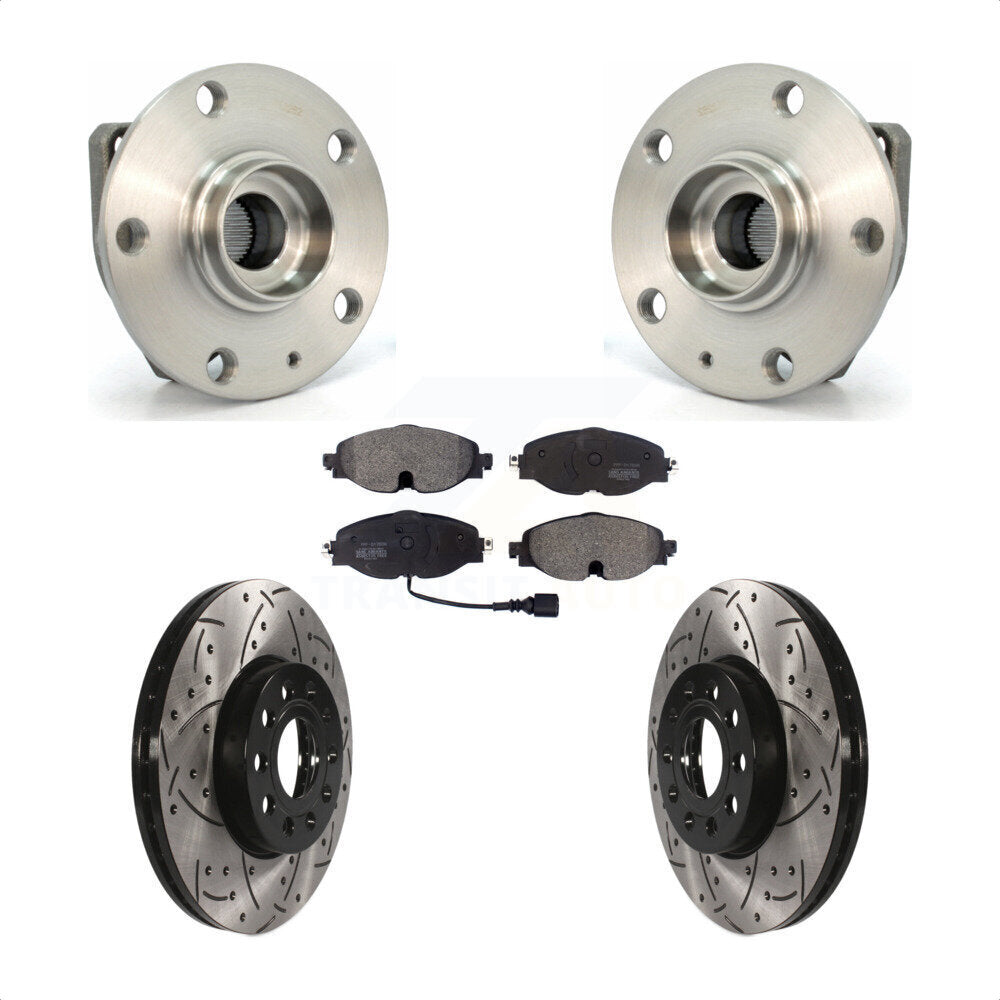 Kit de plaquettes de Rotor de frein, roulement de moyeu avant, fente de perçage, pour Volkswagen Golf SportWage