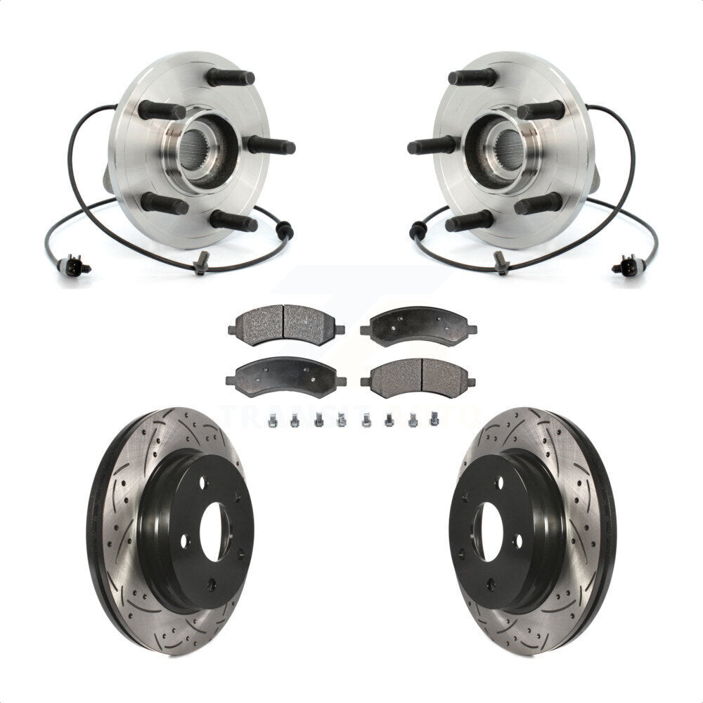 Kit de plaquettes de Rotor de frein, roulement de moyeu avant, fente de perçage revêtue, pour Chrysler Aspen Dodg