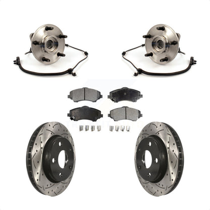 Kit de rotor et de plaquettes de frein à fente percée, roulement de moyeu avant pour Jeep Wrangle 2007 – 2010
