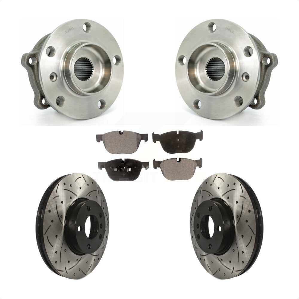 Ensemble de roulement de moyeu avant, Kit de plaquettes de Rotor de frein à fente percée pour BMW X5 X