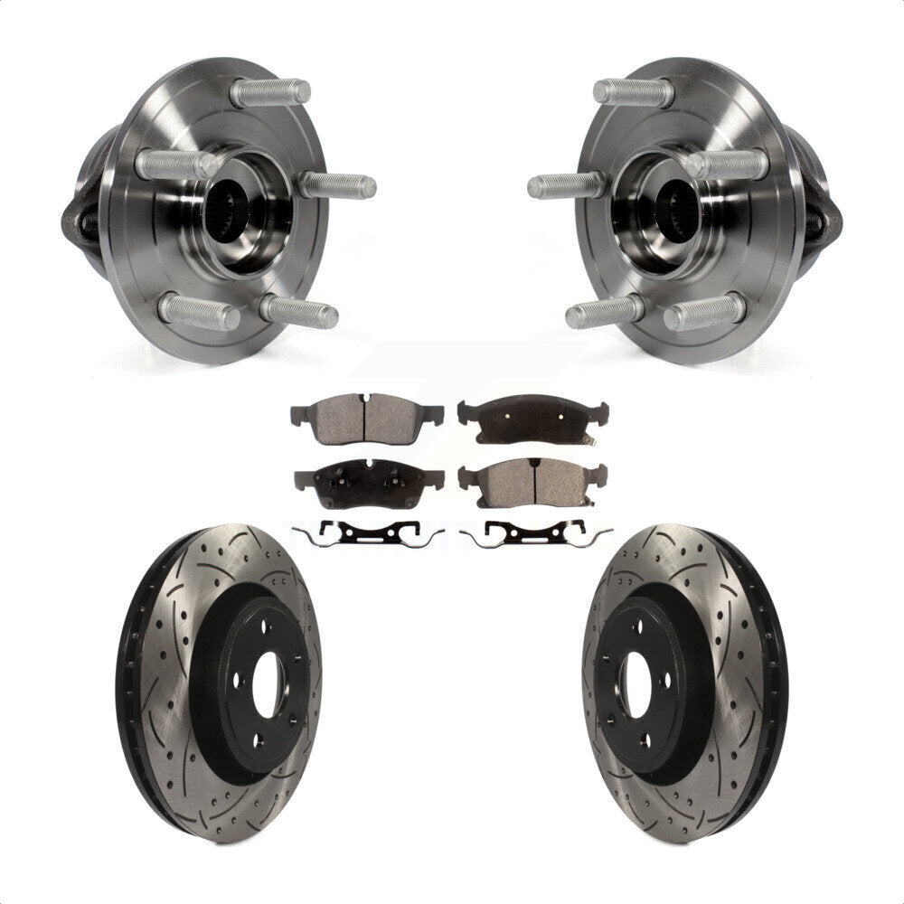 Kit de plaquettes de Rotor de frein, roulement de moyeu avant, fente percée, pour Jeep Grand Cherokee Dodg