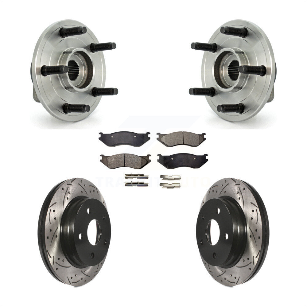 Ensemble de roulement de moyeu avant, Rotor de frein à fente percé et Kit de plaquettes pour Dodge Ram 150