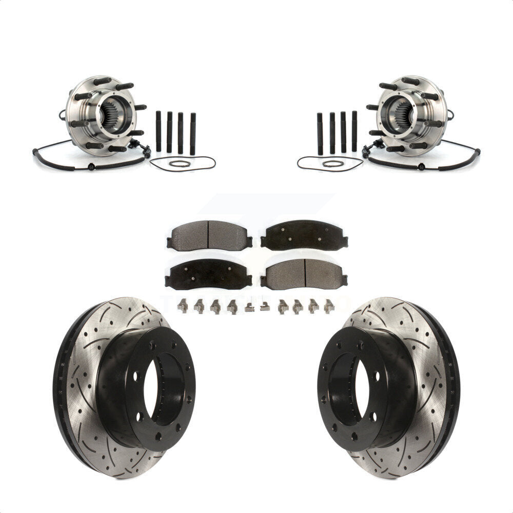 Kit de plaquettes de Rotor de frein, roulement de moyeu avant, fente percée, pour Ford F-250 Super Duty 4W