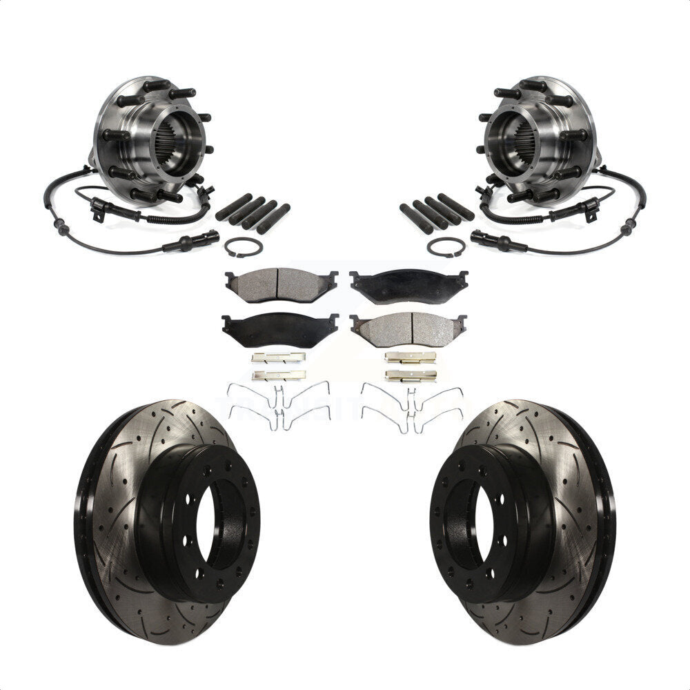Kit de plaquettes de Rotor de frein, roulement de moyeu avant, fente de perçage, pour Ford F-550 Super Duty 4 X