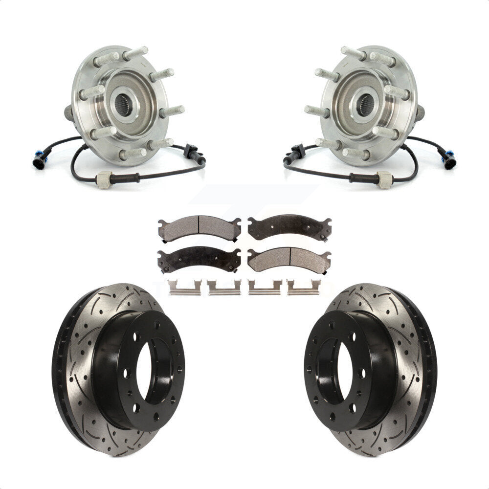 Kit de plaquettes de Rotor de frein, roulement de moyeu avant, fente percée, pour Chevrolet GMC Sierra 350