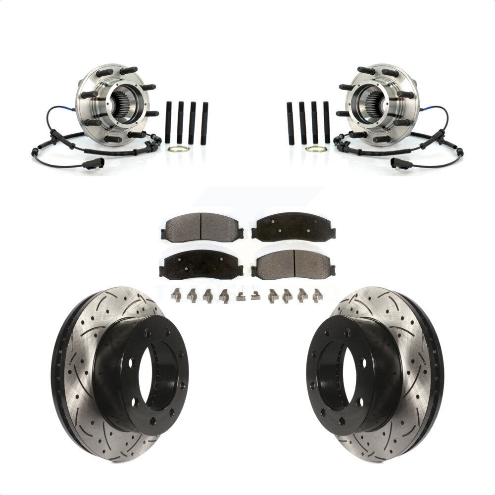 Kit de plaquettes de Rotor de frein, roulement de moyeu avant, fente de perçage, pour Ford F-350 Super Duty F-25