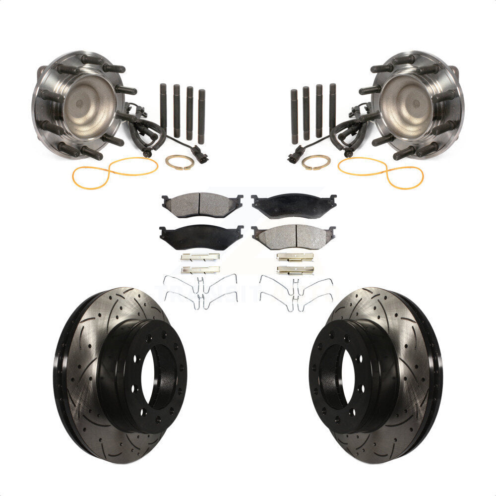 Kit de plaquettes de Rotor de frein, roulement de moyeu avant, fente de perçage, pour Ford F-450 Super Duty F-55