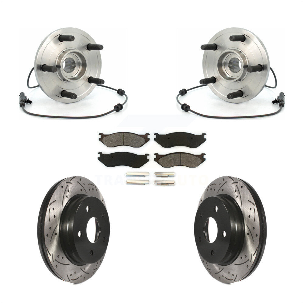 Kit de rotor et de plaquettes de frein à fente percée, roulement de moyeu avant pour Dodge Durang 2004 – 2005