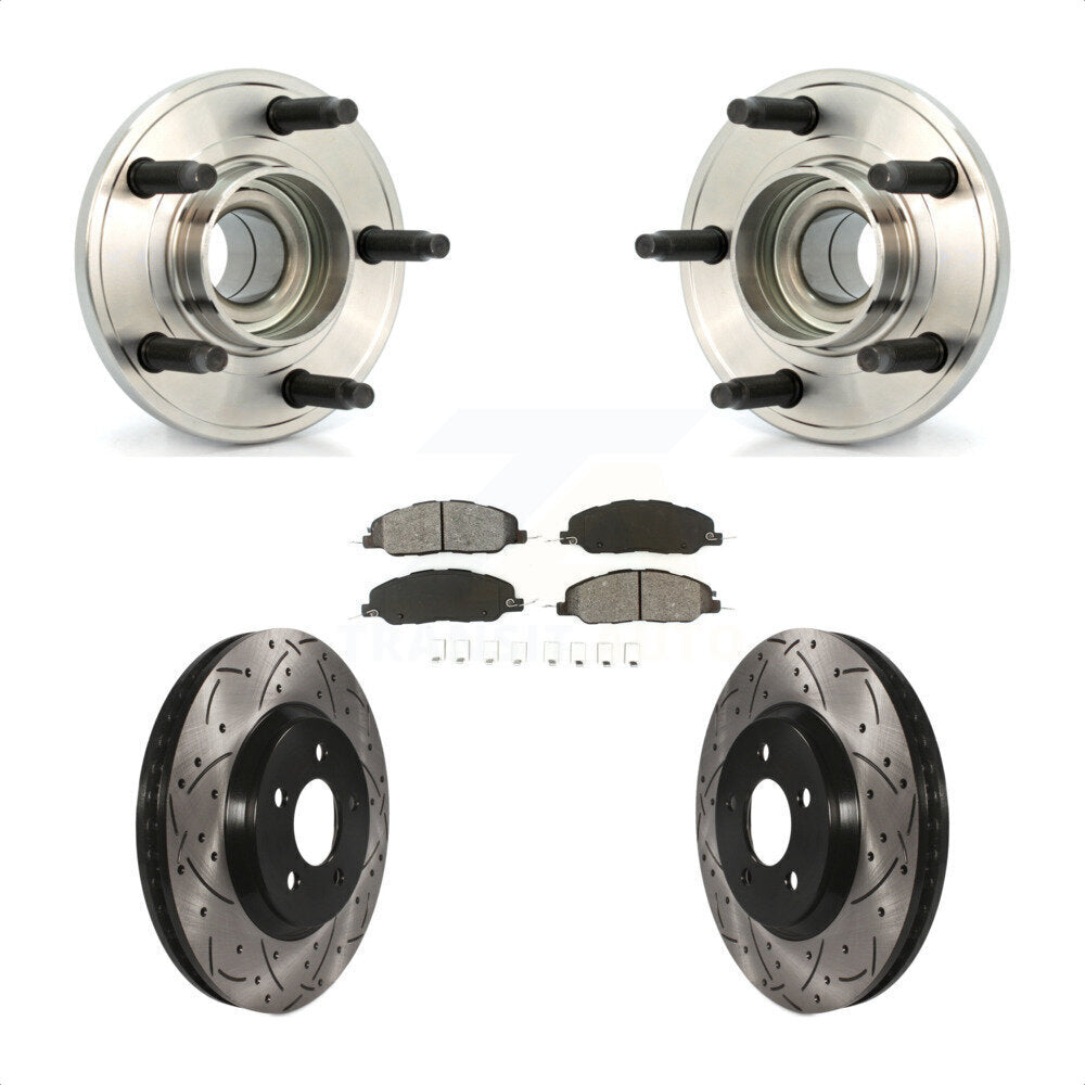 Kit de plaquettes de Rotor de frein, ensemble de roulements de moyeu avant, fente de perçage, pour Ford Mustang