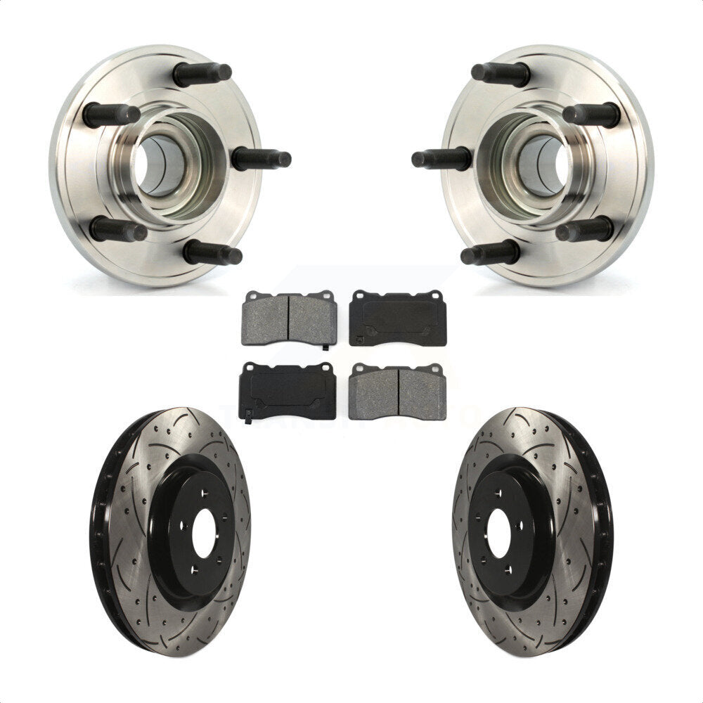 Kit de plaquettes de Rotor de frein, ensemble de roulements de moyeu avant, fente de perçage, pour Ford Mustang