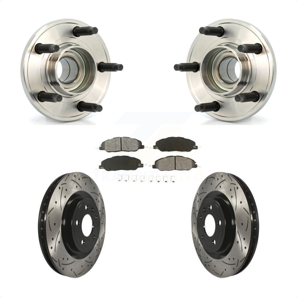 Kit de plaquettes de Rotor de frein, ensemble de roulements de moyeu avant, fente de perçage, pour Ford Mustang