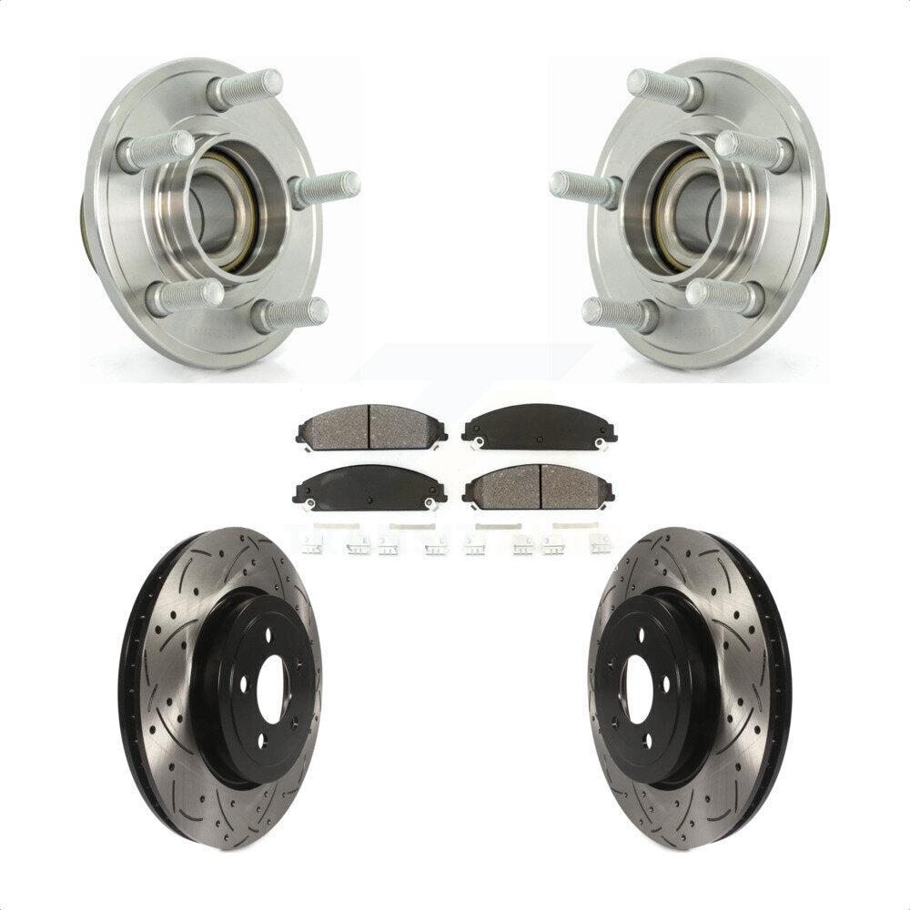 Kit de plaquettes de Rotor de frein, roulement de moyeu avant, fente de perçage, pour Dodge Chrysler 300 Charge