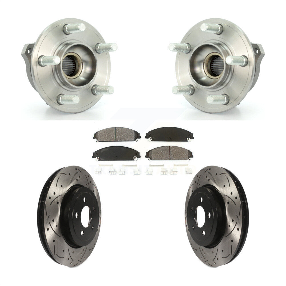 Kit de plaquettes de Rotor de frein, roulement de moyeu avant, fente de perçage, pour Dodge Chrysler 300 Charge