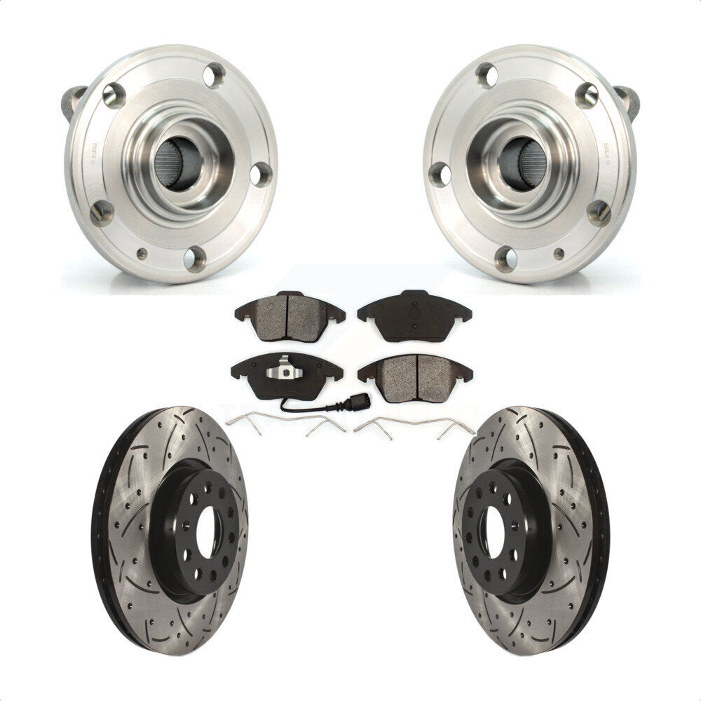 Kit de plaquettes de Rotor de frein, roulement de moyeu avant, fente de perçage, pour Volkswagen Jetta Beetle GT