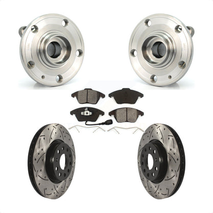 Kit de plaquettes de Rotor de frein, roulement de moyeu avant, fente de perçage, pour Volkswagen Jetta Beetle GT