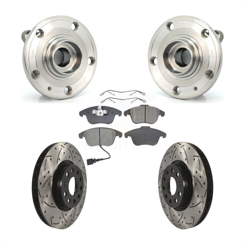 Kit de plaquettes de Rotor de frein, roulement de moyeu avant, fente de perçage, pour Volkswagen Tiguan Passat Q