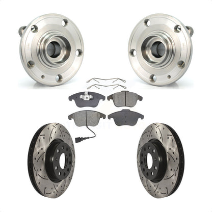 Kit de plaquettes de Rotor de frein, roulement de moyeu avant, fente de perçage, pour Volkswagen Tiguan Passat Q