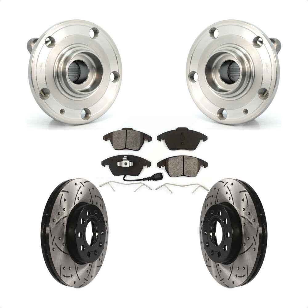 Kit de plaquettes de Rotor de frein, roulement de moyeu avant, fente de perçage, pour Volkswagen Jetta Beetle Eo