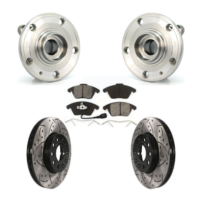 Kit de plaquettes de Rotor de frein, roulement de moyeu avant, fente de perçage, pour Volkswagen Jetta Beetle Eo