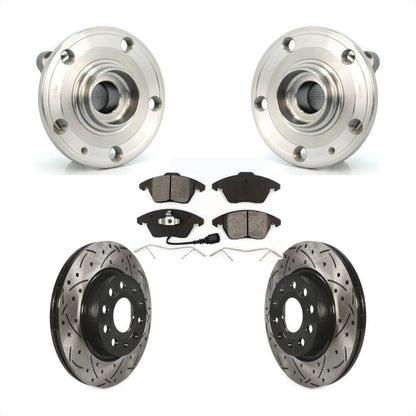 Kit de plaquettes de Rotor de frein, roulement de moyeu avant, fente de perçage, pour Volkswagen GTI Audi A