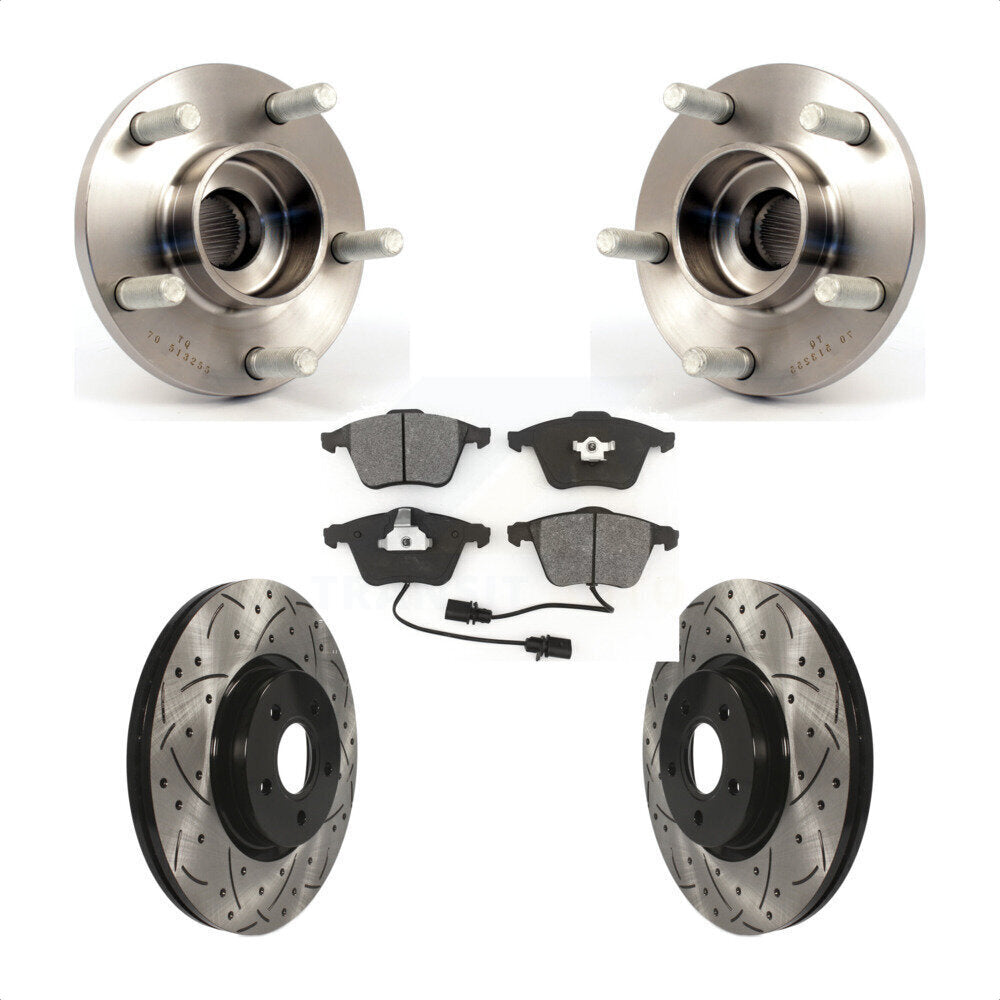 Kit de plaquettes de Rotor de frein, ensemble de roulements de moyeu avant, fente de perçage, pour Volvo S40 V50 C7