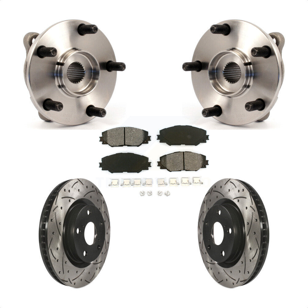 Kit de plaquettes de Rotor de frein, roulement de moyeu avant, fente percée, pour Toyota RAV4 Scion Coroll