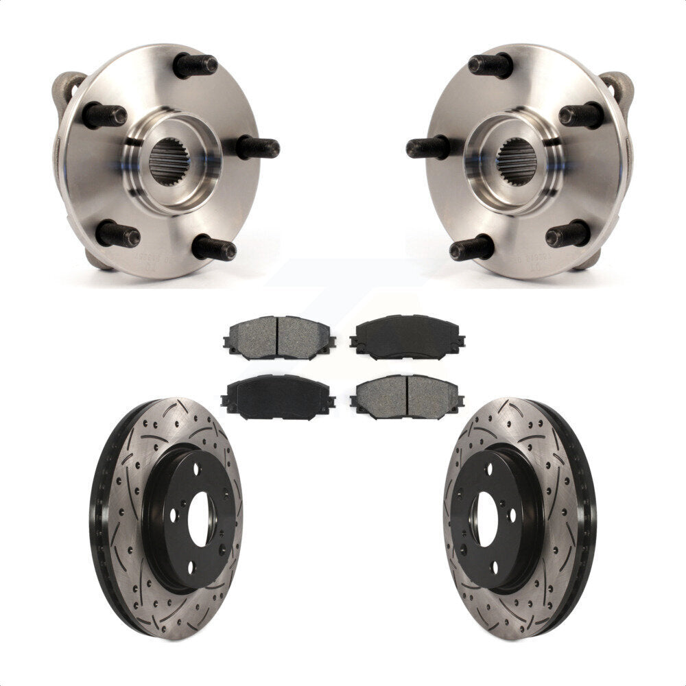 Kit de plaquettes de Rotor de frein, roulement de moyeu avant, fente percée, pour Toyota RAV4 Prius V Scio