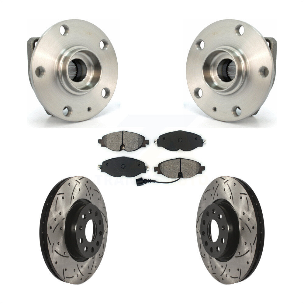 Kit de plaquettes de Rotor de frein, roulement de moyeu avant, fente percée, pour Volkswagen Golf Alltrac