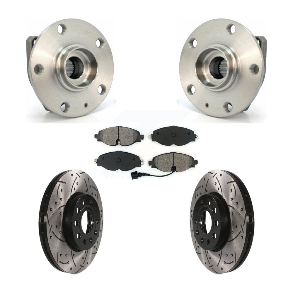 Kit de plaquettes de Rotor de frein, roulement de moyeu avant, fente de perçage, pour Volkswagen Golf SportWage