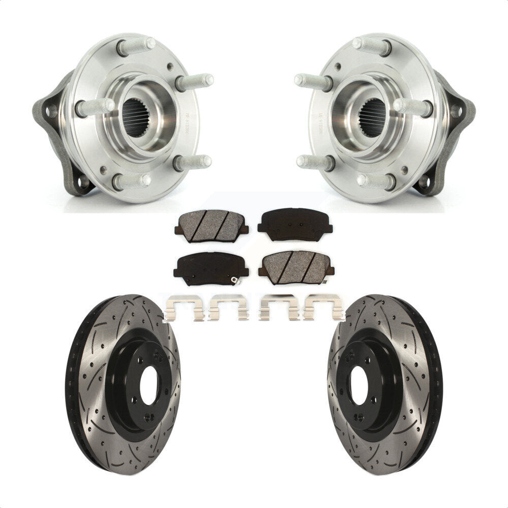 Kit de plaquettes de Rotor de frein, roulement de moyeu avant, fente de perçage, pour Hyundai Santa Fe Sport Ki