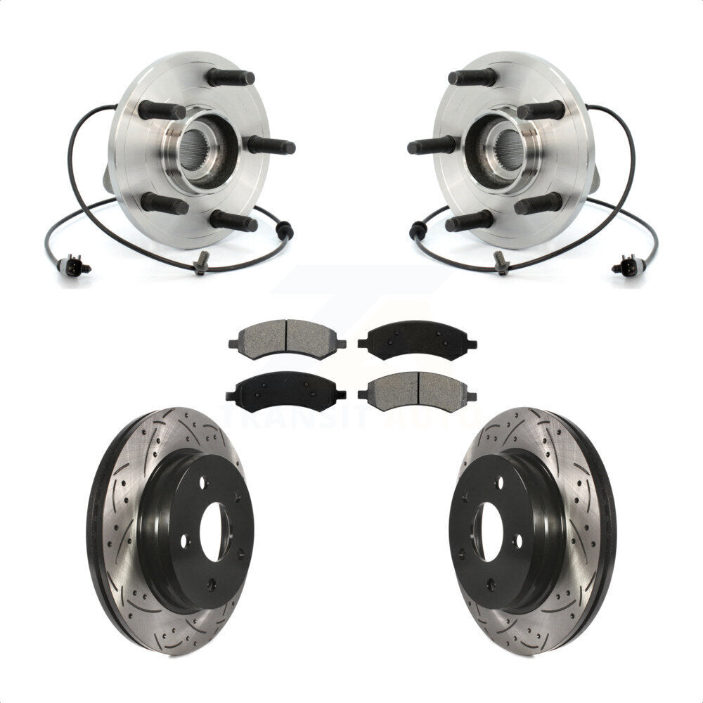 Kit de plaquettes de Rotor de frein, roulement de moyeu avant, fente de perçage revêtue, pour Chrysler Aspen Dodg
