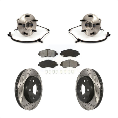 Kit de rotor et de plaquettes de frein à fente percée, roulement de moyeu avant pour Jeep Wrangle 2007 – 2010