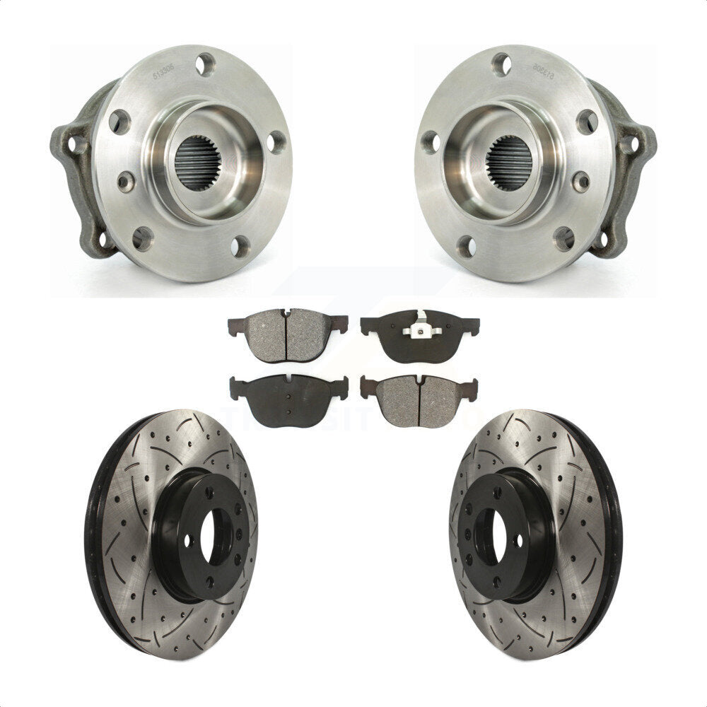 Ensemble de roulement de moyeu avant, Kit de plaquettes de Rotor de frein à fente percée pour BMW X5 X