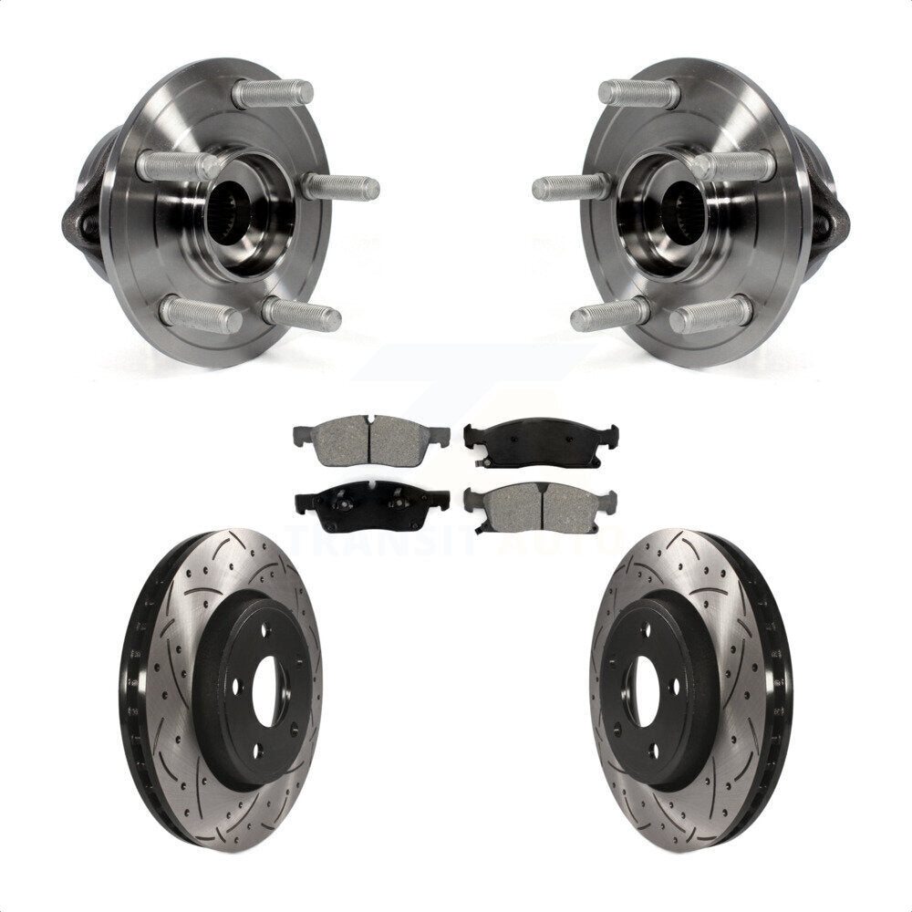 Kit de plaquettes de Rotor de frein, roulement de moyeu avant, fente percée, pour Jeep Grand Cherokee Dodg