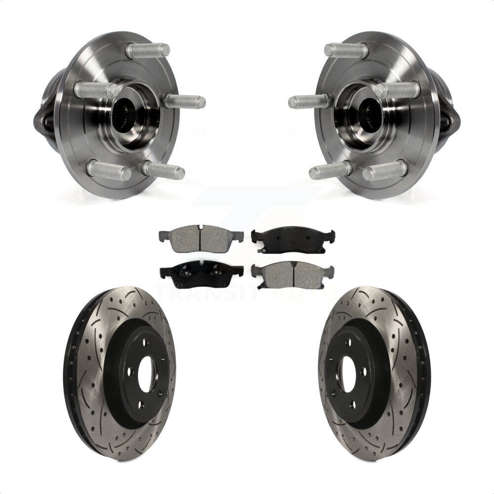 Kit de plaquettes de Rotor de frein, roulement de moyeu avant, fente percée, pour Jeep Grand Cherokee Dodg