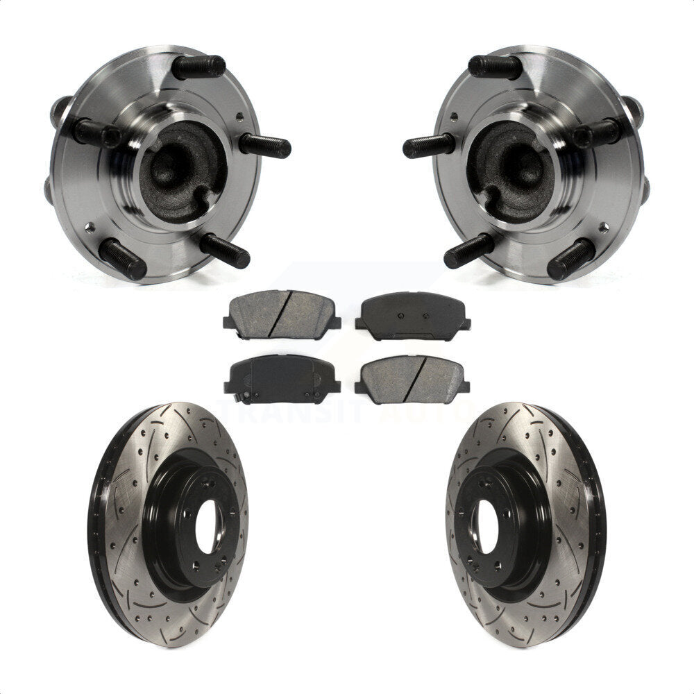 Kit de plaquettes de Rotor de frein, roulement de moyeu avant, fente de perçage, pour Hyundai Genesis Coup