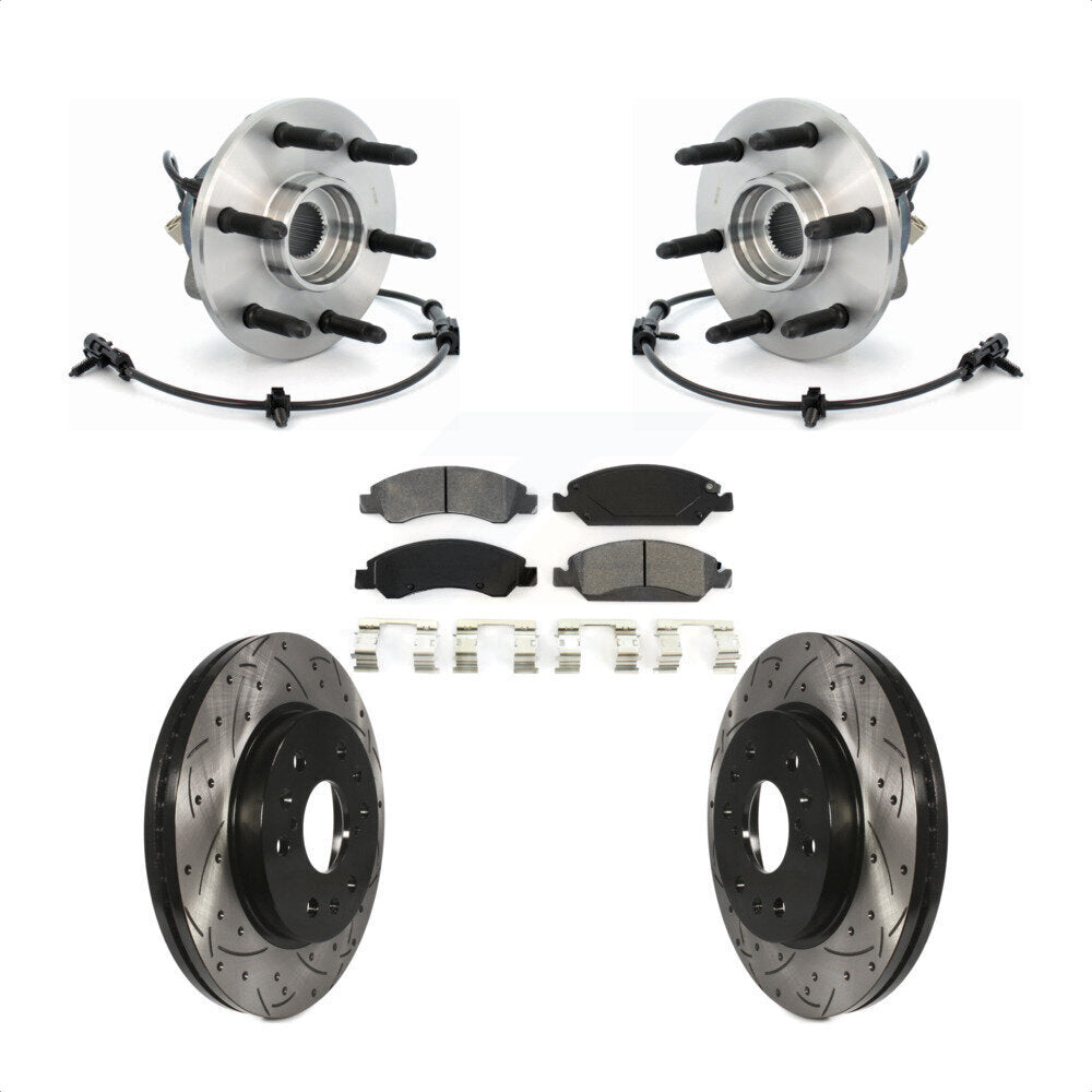 Kit de Rotor et de plaquettes de frein à fente percée, roulement de moyeu avant, pour Chevrolet GMC Silverad