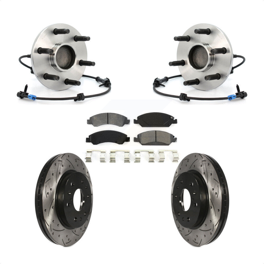 Kit de Rotor et de plaquettes de frein à fente percée, roulement de moyeu avant, pour Chevrolet GMC Silverad