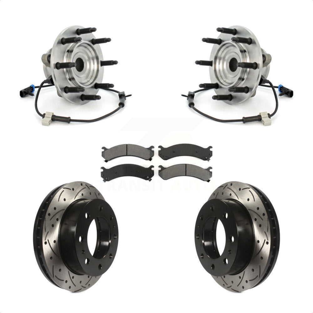 Kit de plaquettes de Rotor de frein, roulement de moyeu avant, fente percée, pour GMC Chevrolet Sierra 250