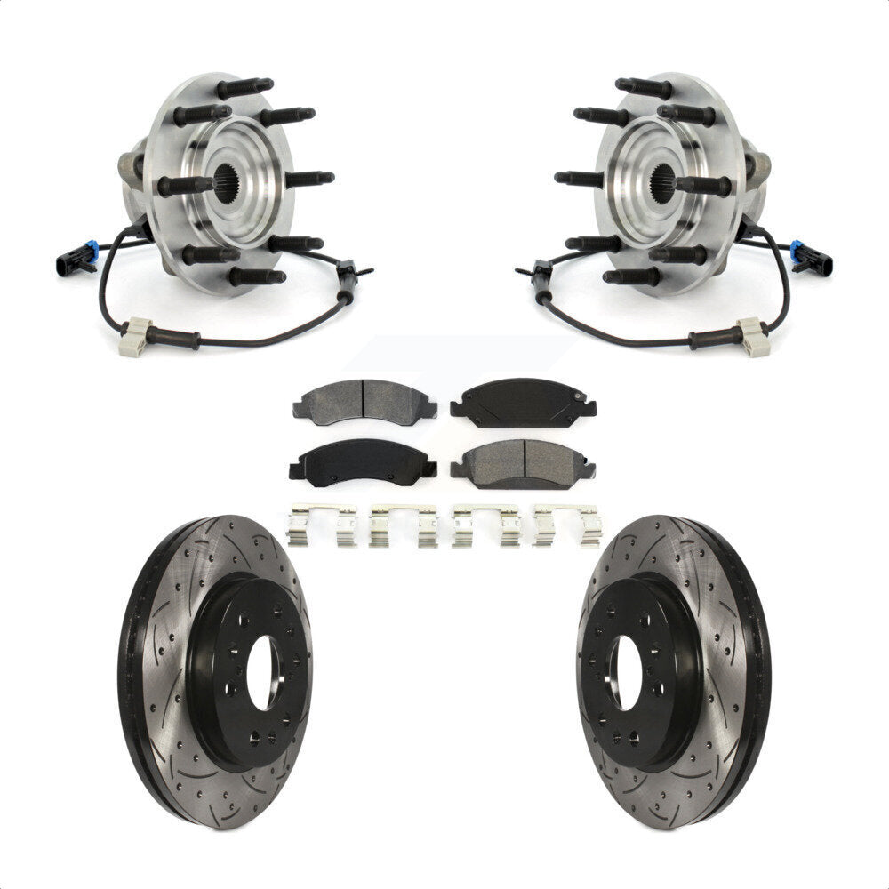 Kit de Rotor et de plaquettes de frein à fente percée, roulement de moyeu avant, pour Chevrolet GMC Silverad