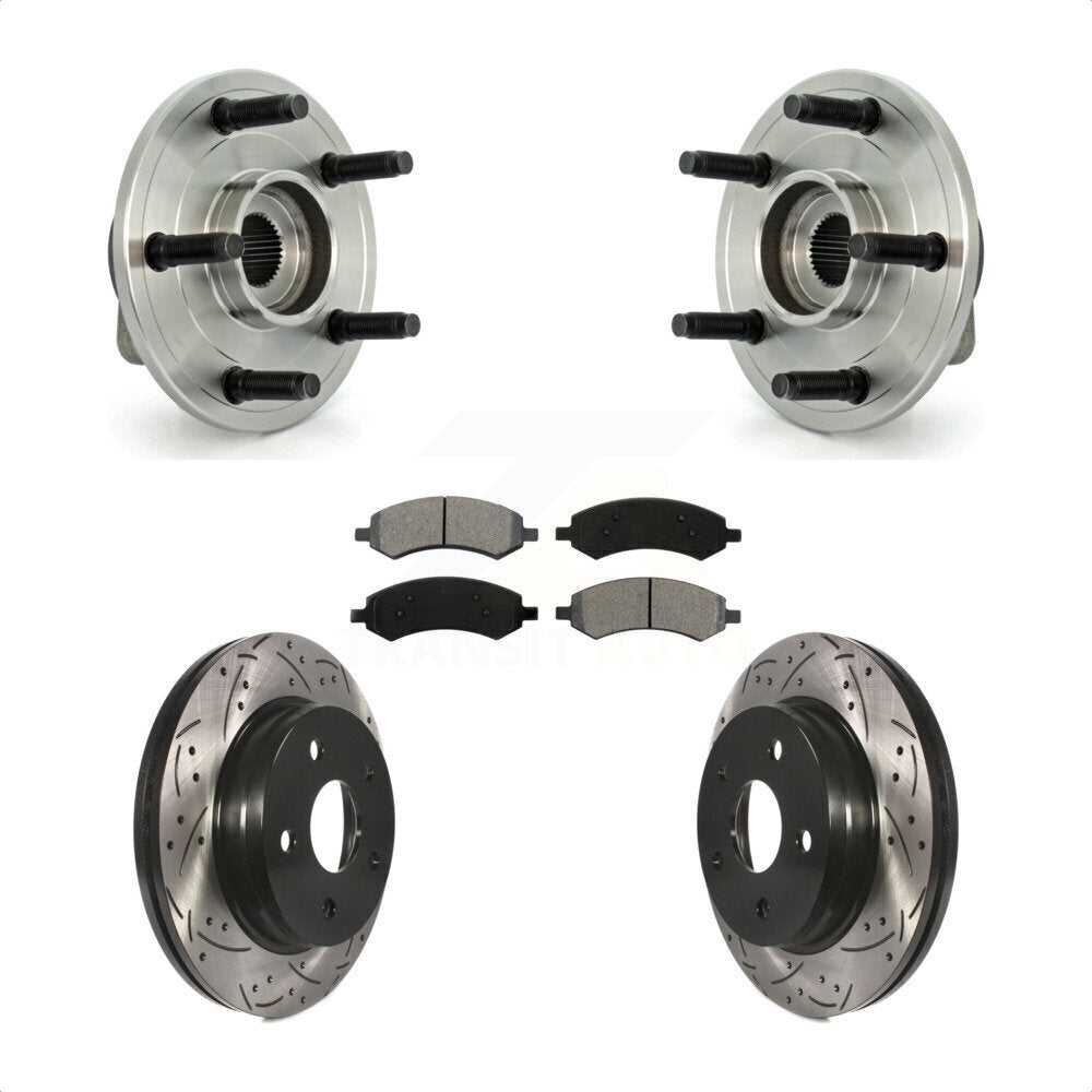 Ensemble de roulement de moyeu avant, Rotor de frein à fente percé et Kit de plaquettes pour Dodge Ram 150