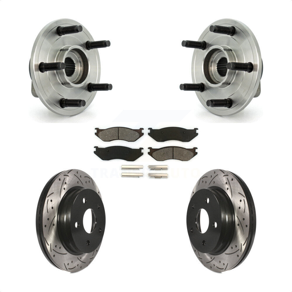 Ensemble de roulement de moyeu avant, Rotor de frein à fente percé et Kit de plaquettes pour Dodge Ram 150