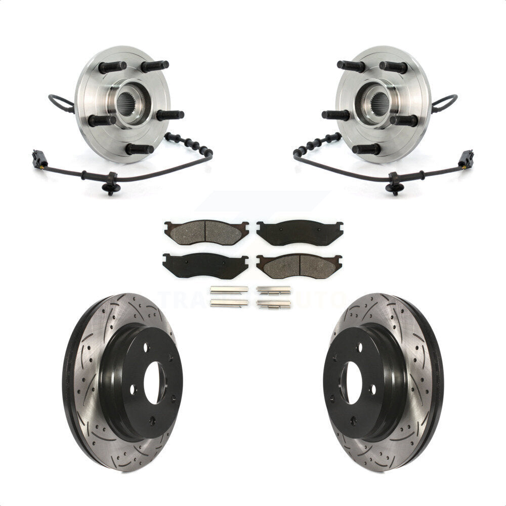 Ensemble de roulement de moyeu avant, Rotor de frein à fente percé et Kit de plaquettes pour Dodge Ram 150