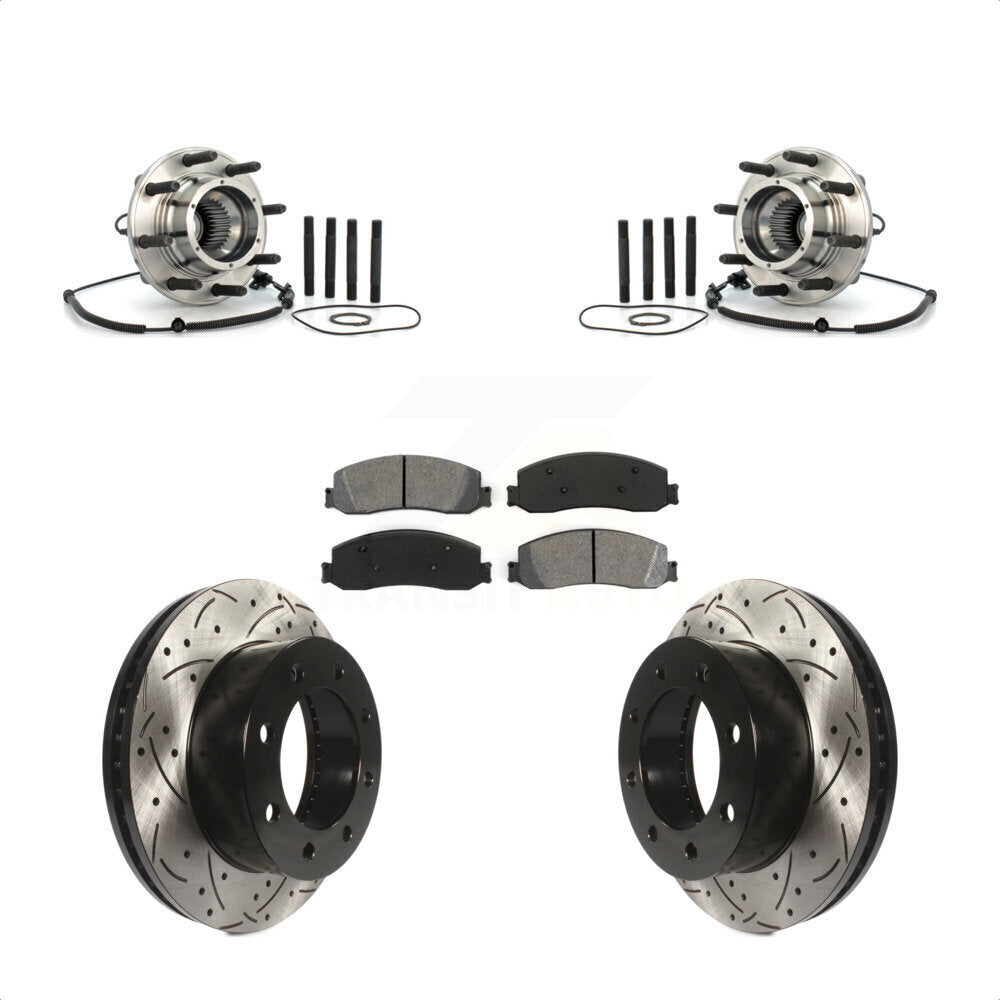 Kit de plaquettes de Rotor de frein, roulement de moyeu avant, fente percée, pour Ford F-350 Super Duty 4W