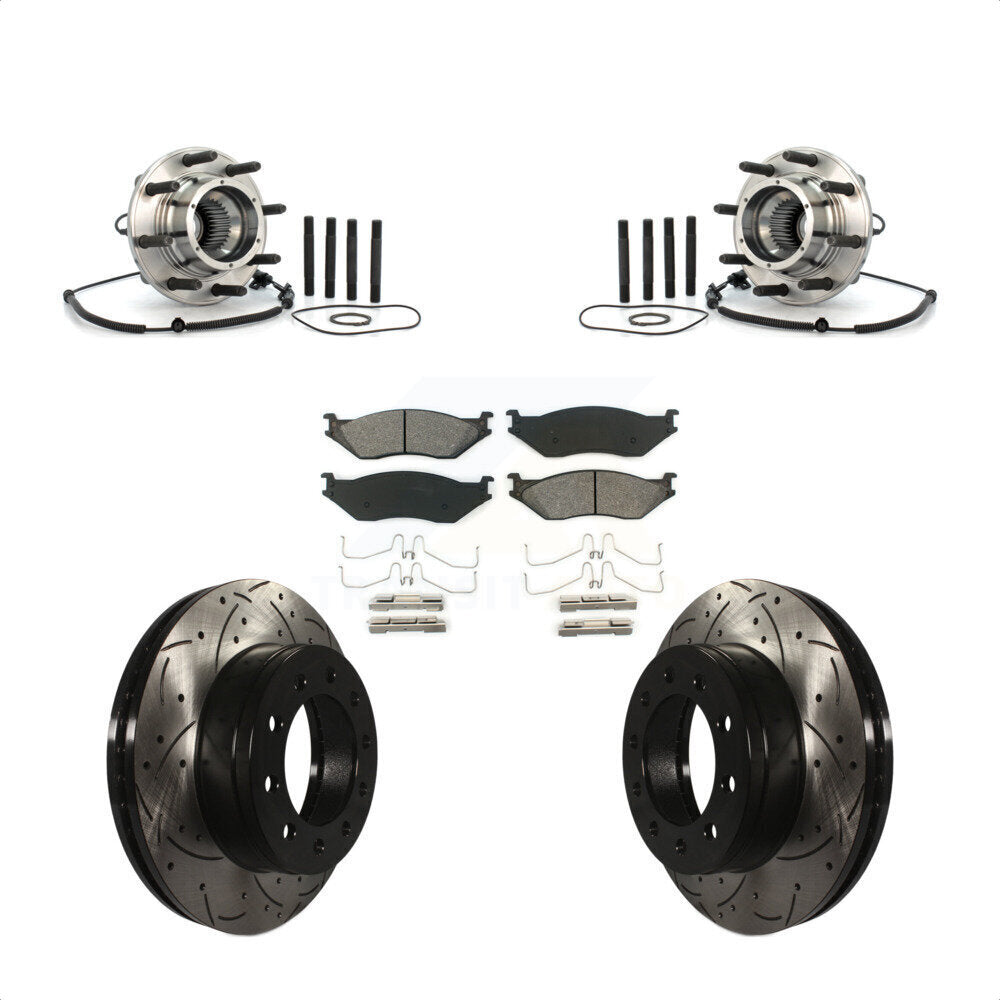 Kit de plaquettes de Rotor de frein, roulement de moyeu avant, fente de perçage, pour Ford F-550 Super Duty 4 X
