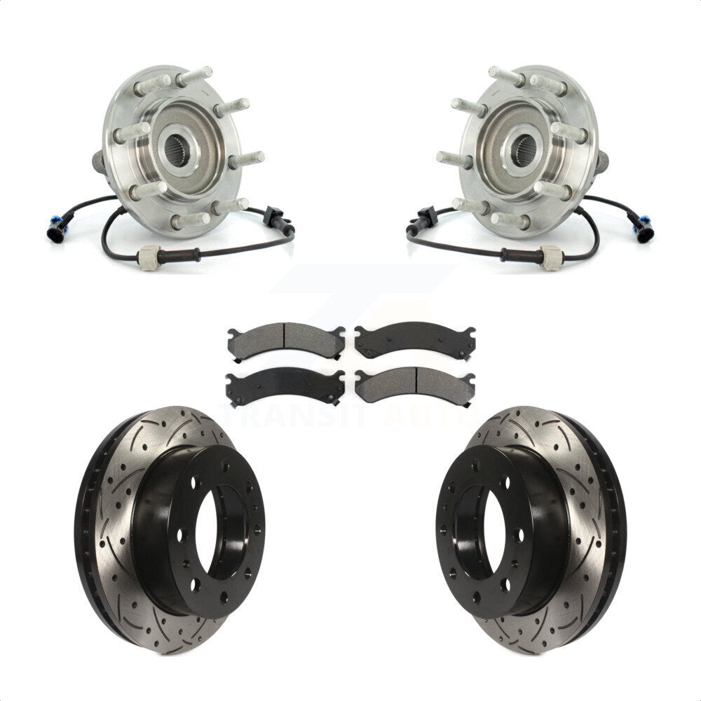 Kit de plaquettes de Rotor de frein, roulement de moyeu avant, fente percée, pour Chevrolet GMC Sierra 350